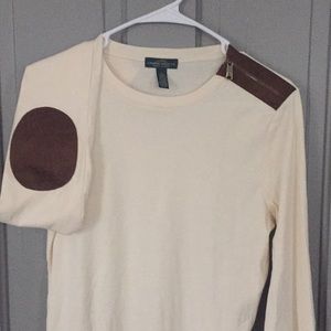 Ralph Lauren Cream top, with Suede elbow patch